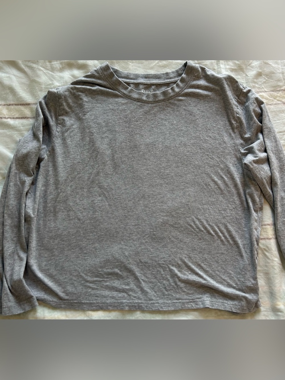 Quince Women’s Gray Long-Sleeve Soft Crew Neck Tee XL